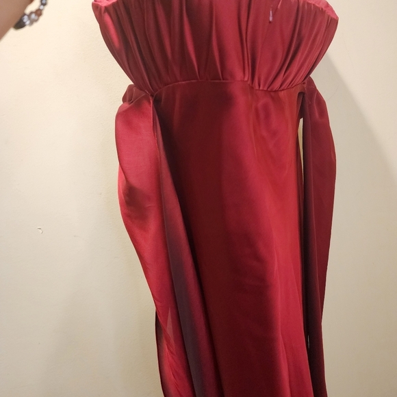 David's BRIDAL Red Plus Size Strapples Satin Long Formal Dress size 20 - Picture 9 of 11